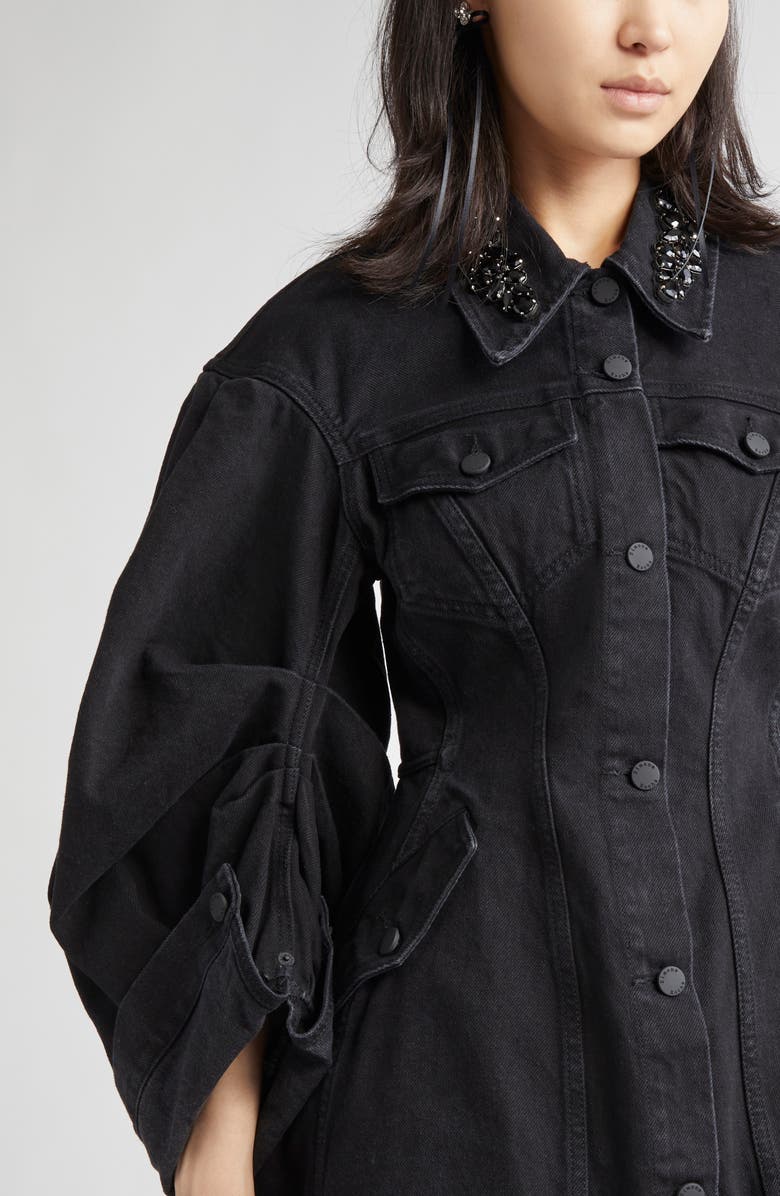 Simone Rocha Crystal Embellished Sculpted Denim Jacket, Alternate, color,