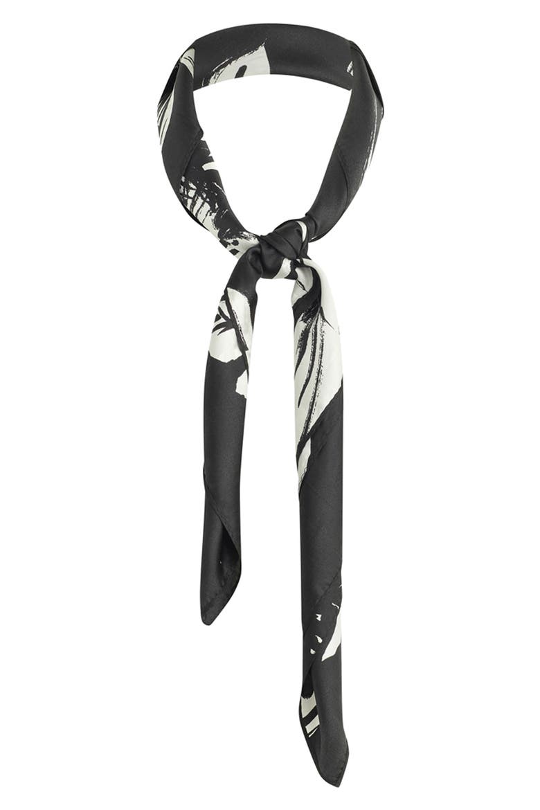 The Vintage Floral Silk Square Scarf, Alternate, color, BLACK/ IVORY