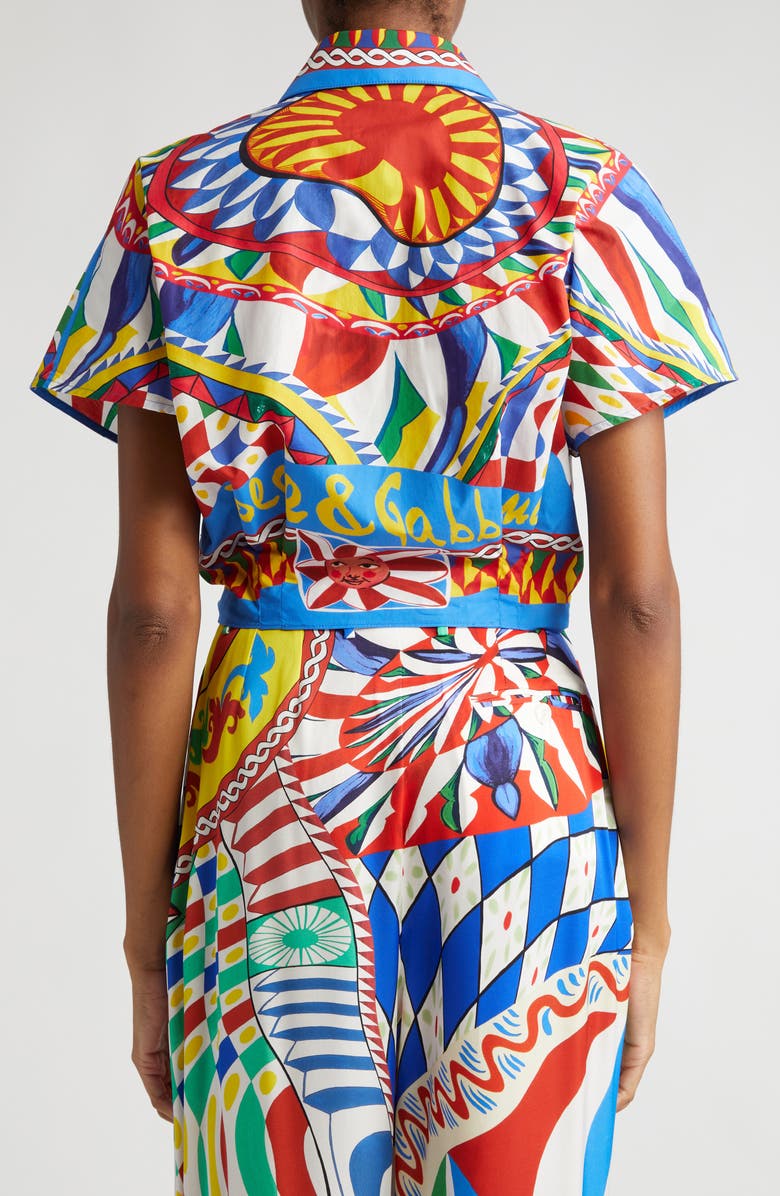 Dolce&Gabbana Carretto Print Tie Detail Cotton Shirt, Alternate, color,