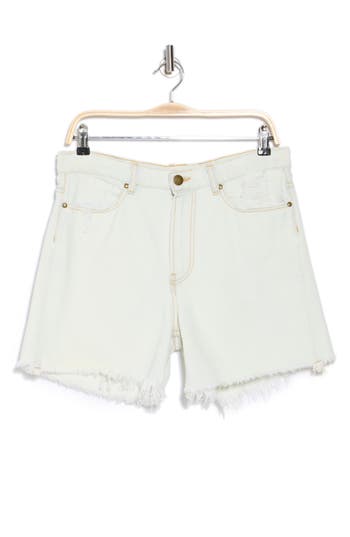 The Great . The Easy Distressed Denim Cutoff Shorts In White Bleach Wash