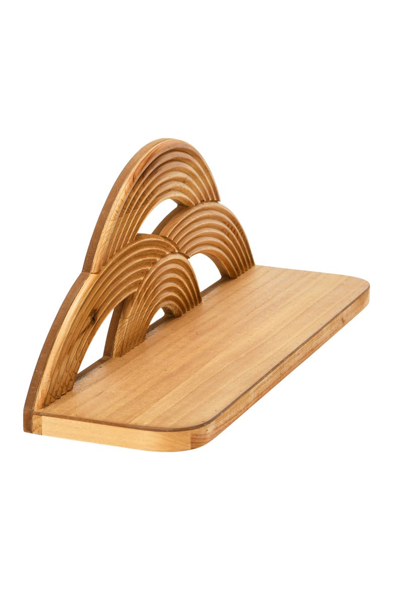 MDF and Wood Wall Shelf with Arches, Natural, Alternate, color, Brown