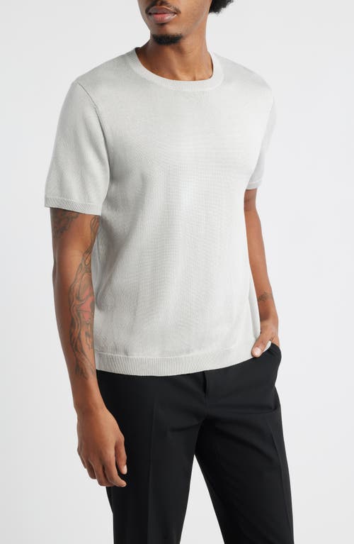 Open Edit Short Sleeve Crewneck Sweater In White
