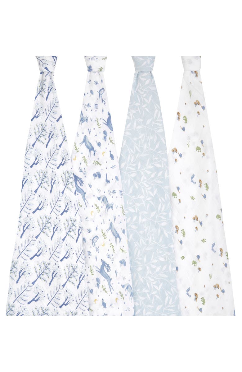 aden + anais Assorted 4-Pack Organic Cotton Muslin Swaddling Cloths, Alternate, color, Outdoors