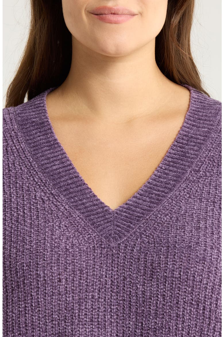 V-Neck Sweater, Alternate, color, MULLED GRAPE