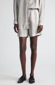 BITE Studios Portico Stripe Rumpled Satin Drawstring Shorts