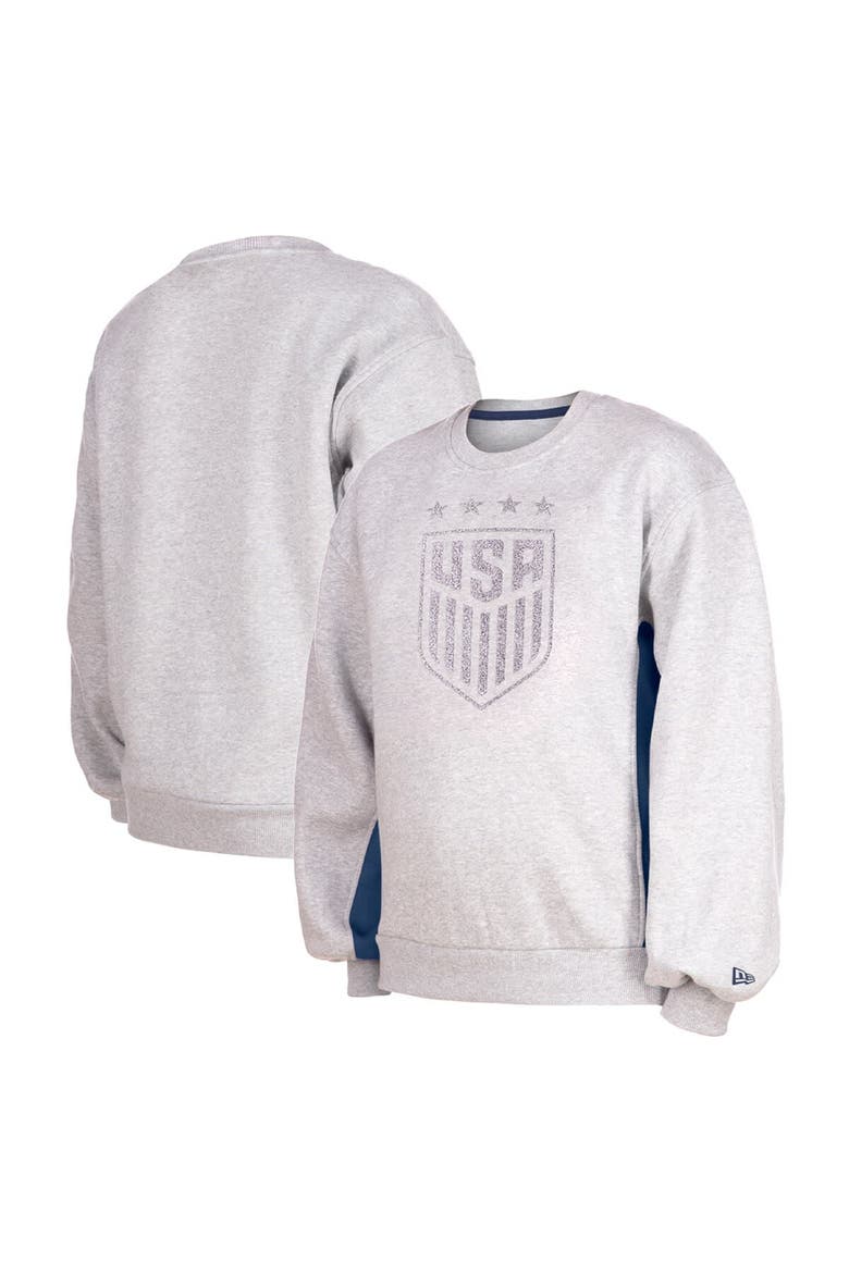 Women's 5th & Ocean by New Era Gray USWNT Athleisure Balloon Sleeve Pullover Sweatshirt, Main, color, Gray