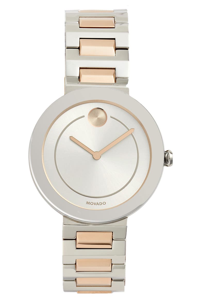 Bold Refined Bracelet Watch, 34mm, Main, color, CARNATION/ SILVER/ CARNATION
