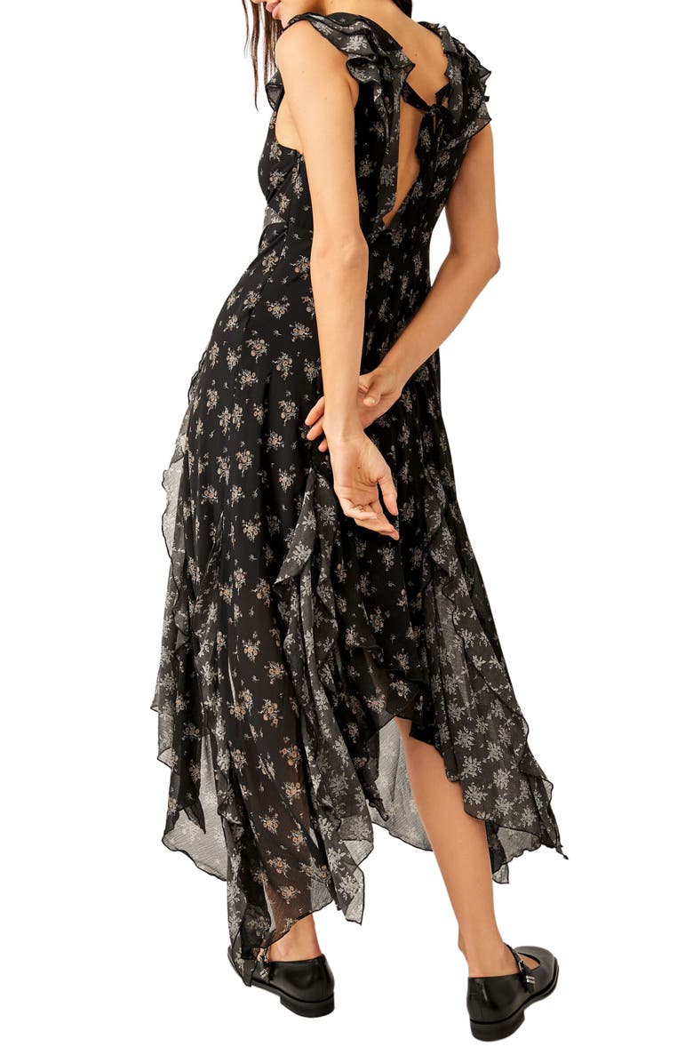 Free People Joaquin Floral Ruffle Plunge Dress, Alternate, color, 