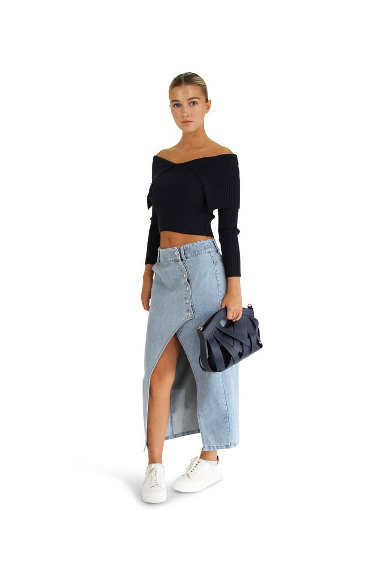 More Than Words Collared Knit Top, Alternate, color, Navy
