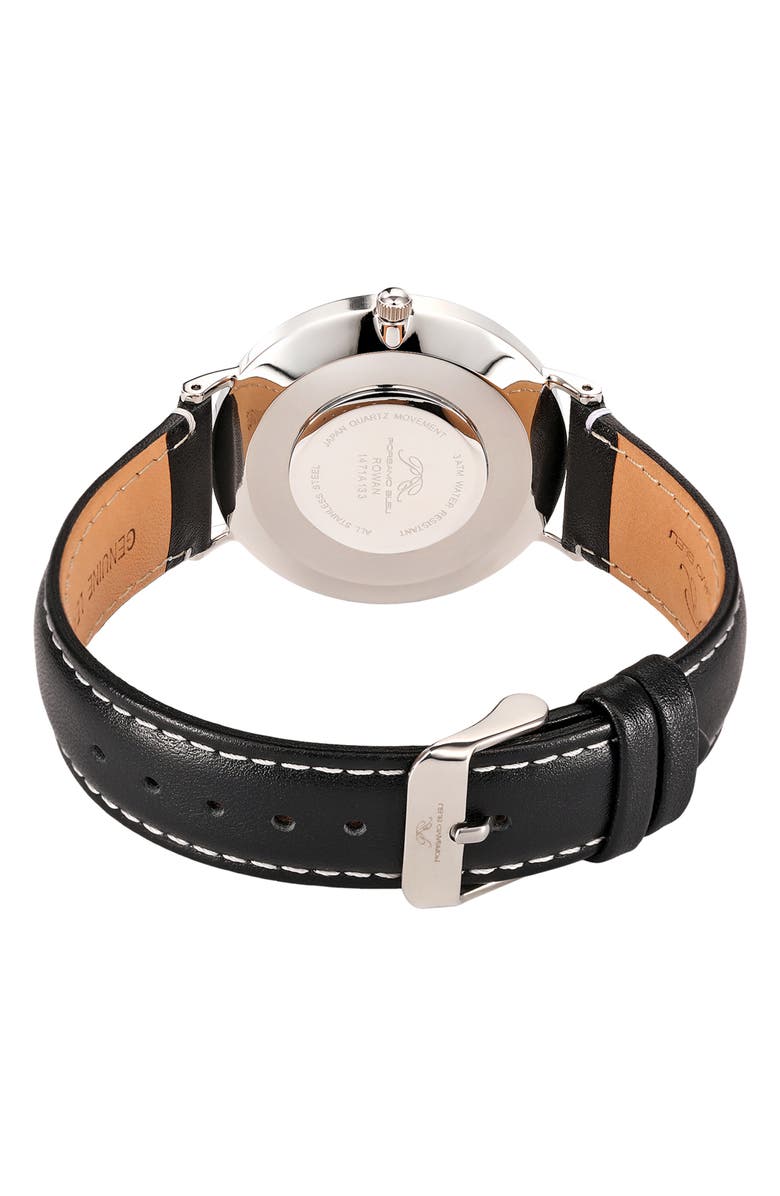 PORSAMO BLEU Rowan Leather Strap Watch, 40mm, Alternate, color, Black