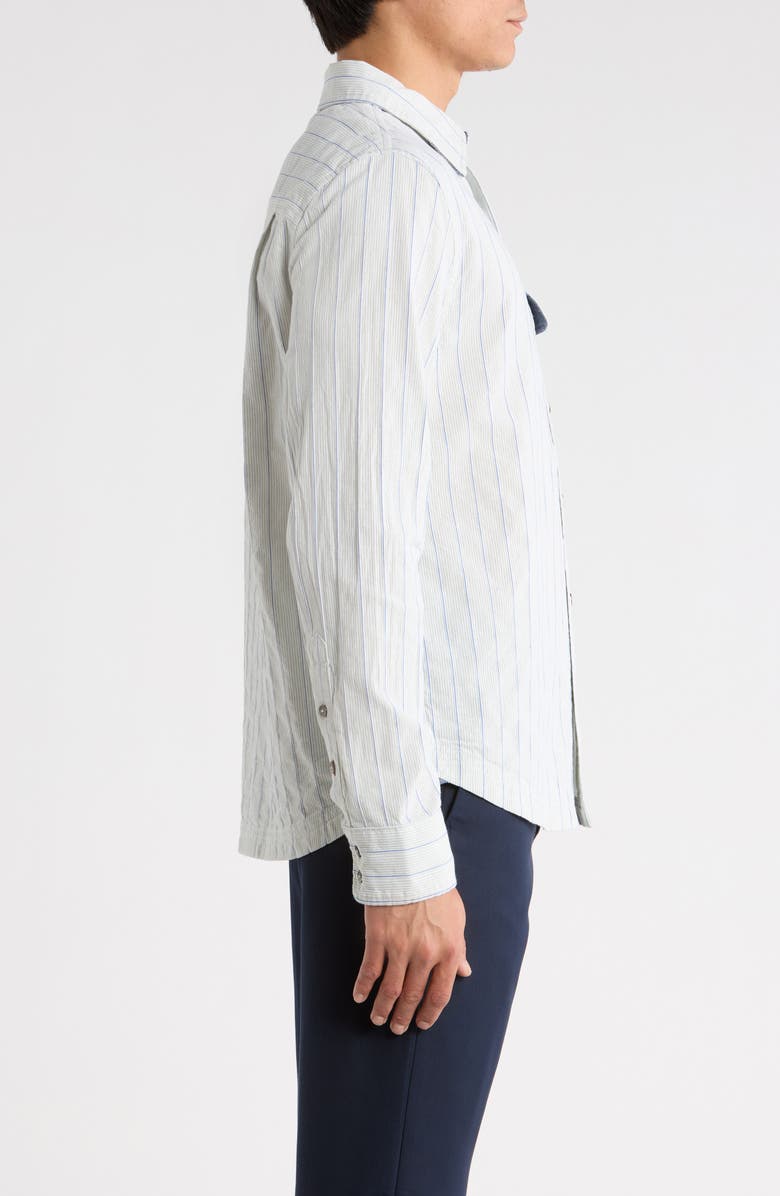 Imperfects Tradesman Stripe Cotton Chambray Button-Up Shirt, Alternate, color, Mineral Stripe