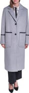 KARL LAGERFELD PARIS Single Breasted Coat with Faux Leather Trim