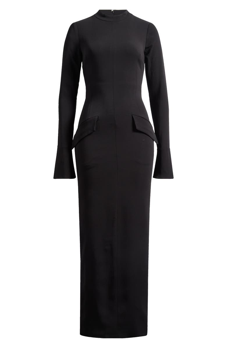 HOUSE OF CB Marie Louise Mock Neck Long Sleeve, Alternate, color, Black