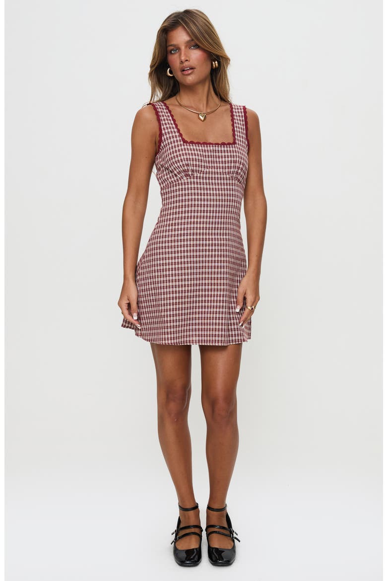 Dasha Check Cotton Fit & Flare Minidress, Alternate, color, RED CHECK