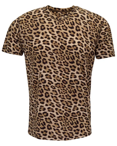 Leopard Mens Wool Vneck Tee