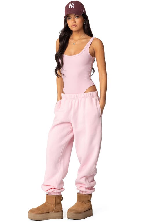 Edikted Lakely Rib Tank Bodysuit In Pink