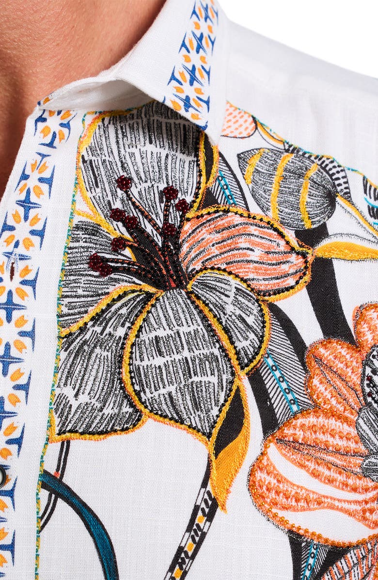 Robert Graham Manzu Tropical Short Sleeve Button-Up Shirt, Alternate, color, 