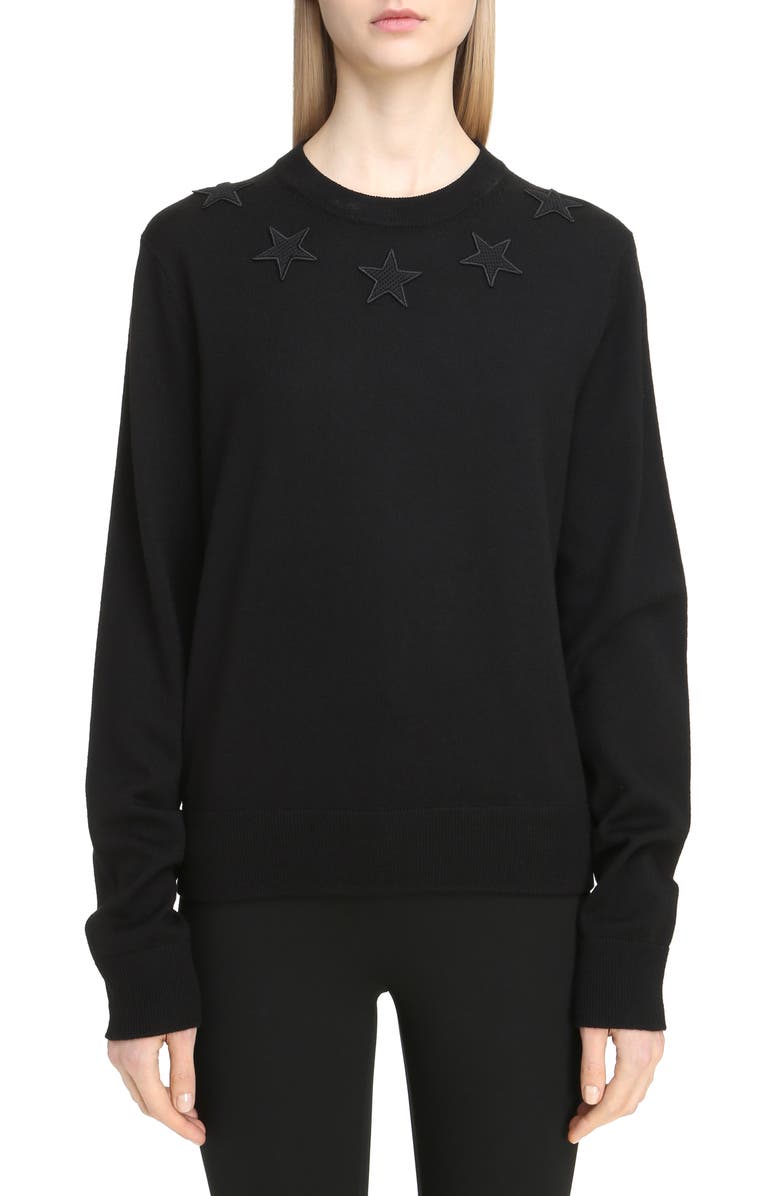 Givenchy Star Embellished Wool Sweater, Main, color, 
