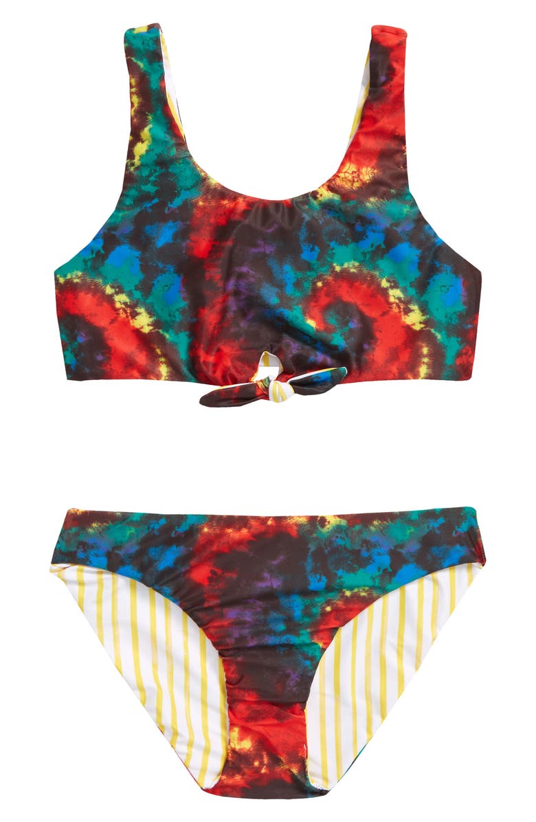 Treasure & Bond Kids' Tie Front Reversible Bikini, Main, color,
