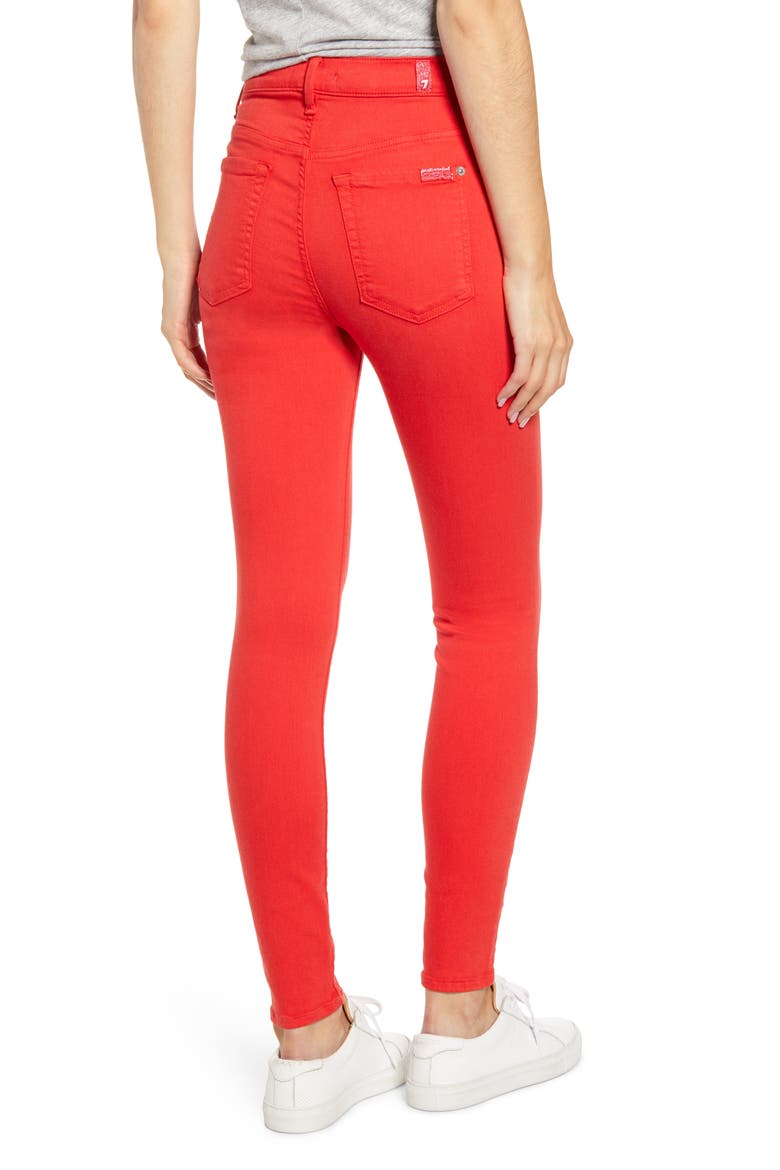 7 For All Mankind® High Waist Ankle Skinny Jeans, Alternate, color, BRILLIANT RED