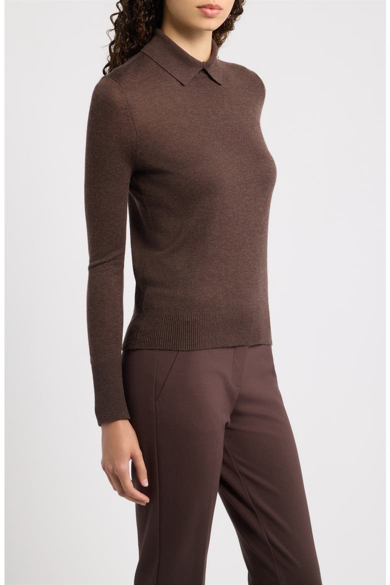 Karli Collared Sweater, Alternate, color, CHOCOLATE