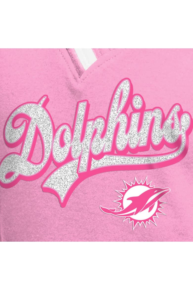 Girl's Youth New Era  Pink Miami Dolphins Mommy & Me Multiplier Raglan V-Neck T-Shirt, Alternate, color, Pink