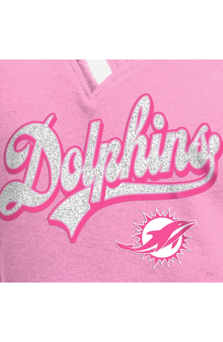 New Era Girl's Youth New Era  Pink Miami Dolphins Mommy & Me Multiplier Raglan V-Neck T-Shirt, Alternate, color, Pink