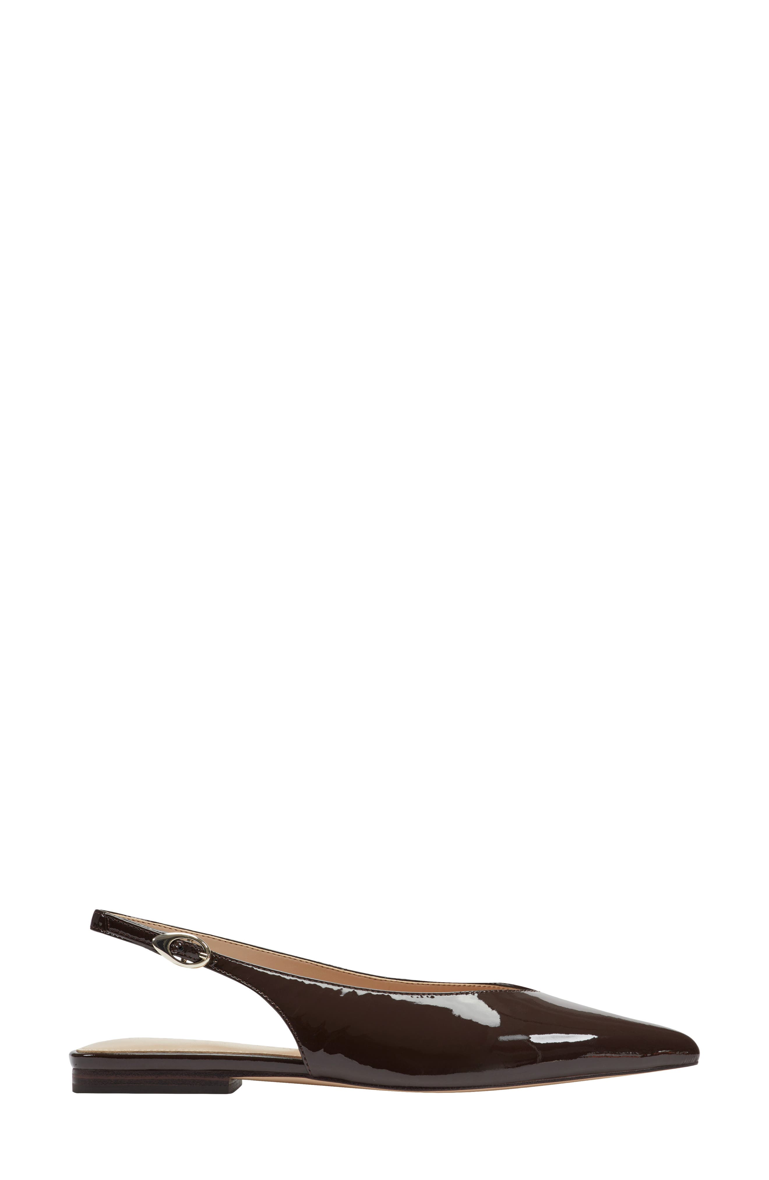 Gabra Pointed Toe Slingback Flat, Alternate, color, DARK BROWN