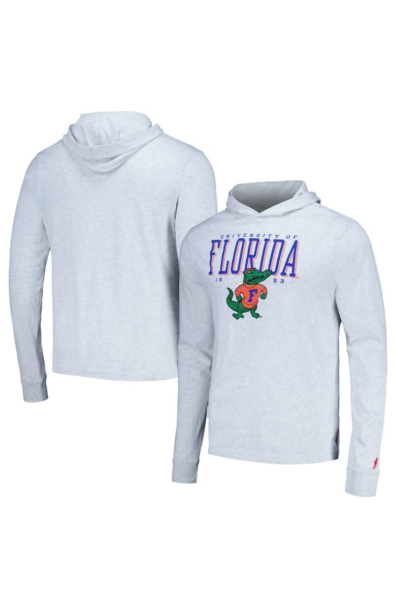 LEAGUE COLLEGIATE WEAR Men's League Collegiate Wear Ash Florida Gators Team Stack Tumble Long Sleeve Hooded T-Shirt, Main, color, Ash