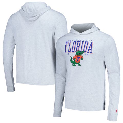 Men's League Collegiate Wear Ash Florida Gators Team Stack Tumble Long Sleeve Hooded T-Shirt