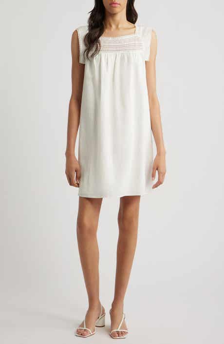 Charles Henry Lace Trim Shift Dress