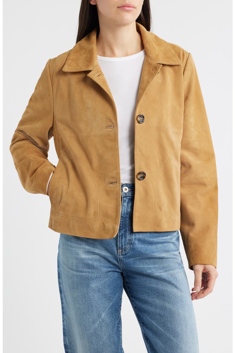 Crop Suede Jacket, Main, color, SAND