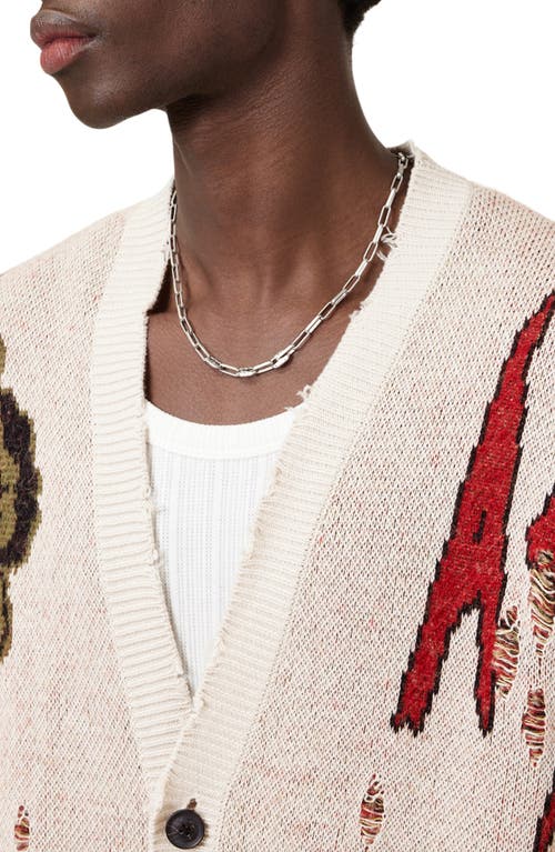 Allsaints Jay Distressed Jacquard Cardigan