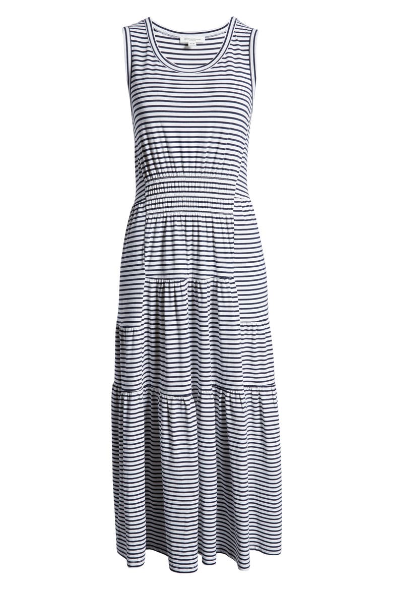 Kamala Stripe Tiered Jersey Midi Dress, Alternate, color, STRAIGHT A