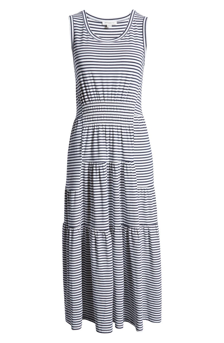 beachlunchlounge Kamala Stripe Tiered Jersey Midi Dress, Alternate, color, 