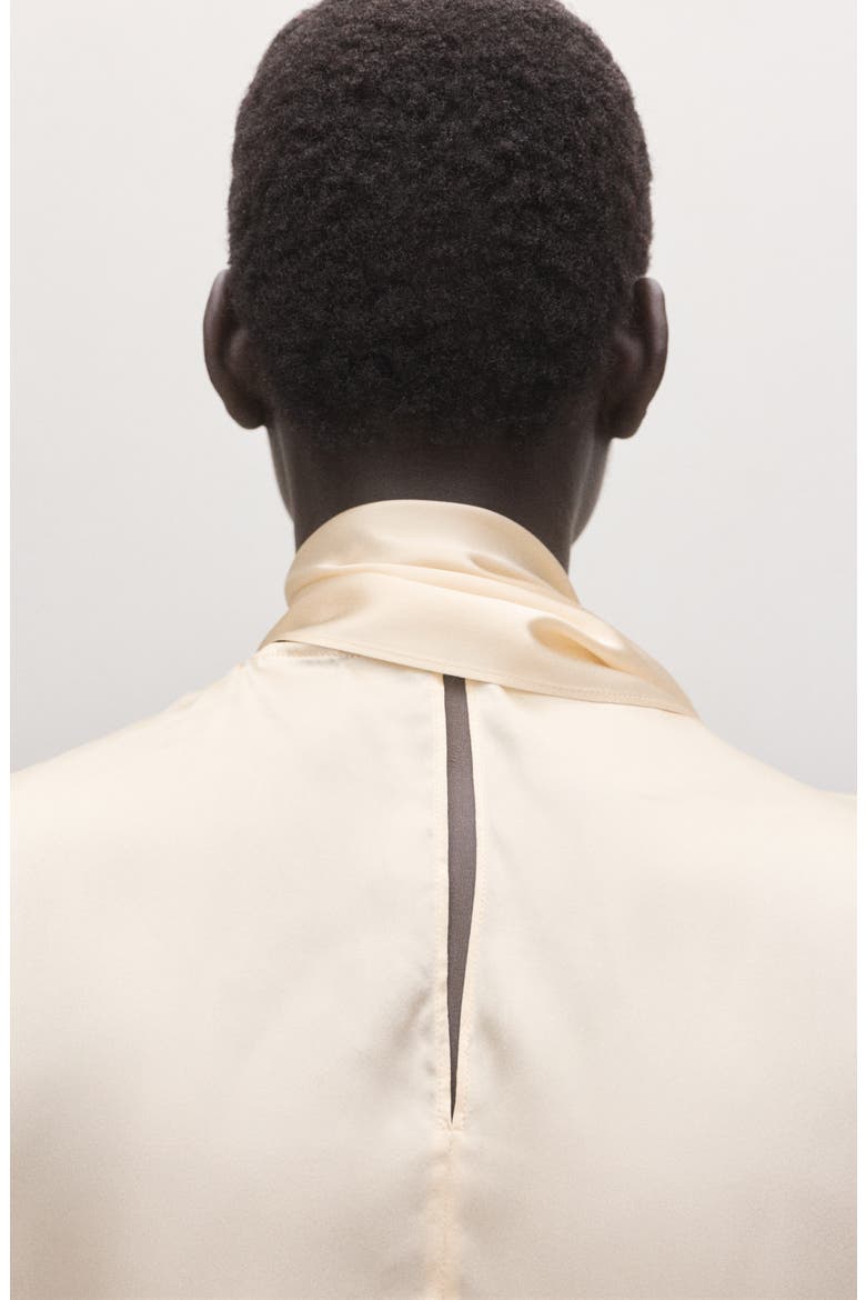 Tie Neck Silk Top, Alternate, color, ECRU
