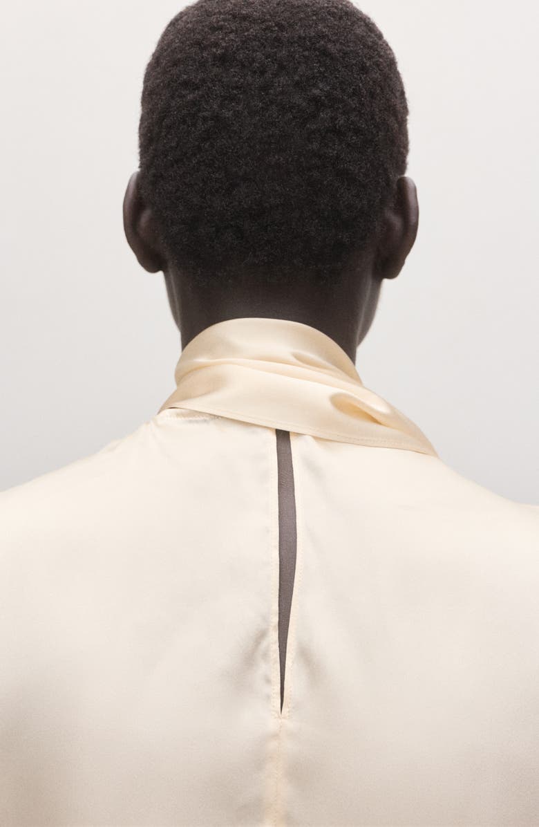 MANGO Tie Neck Silk Top, Alternate, color, Ecru