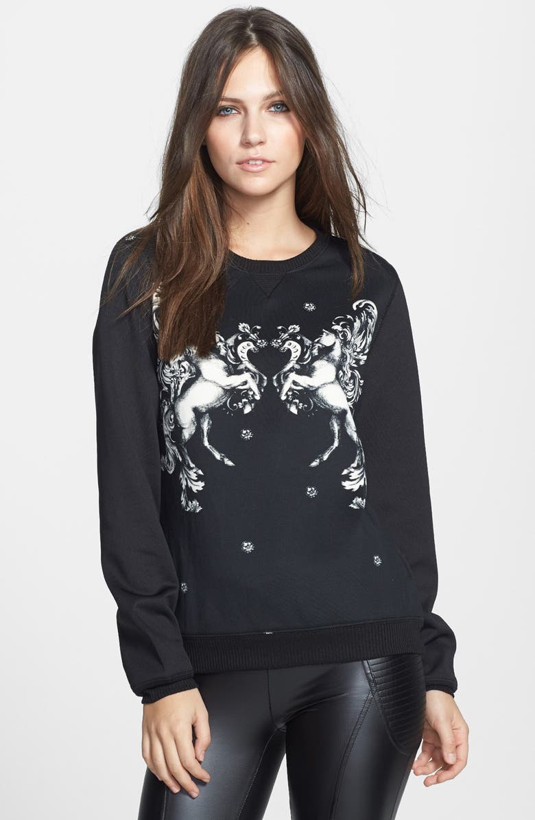 WAYF Graphic Print Neoprene Sweatshirt, Main, color, 