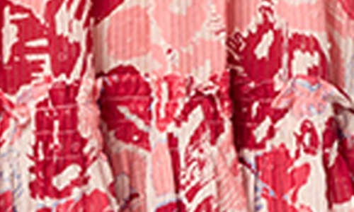 Poupette St Barth Aria Stripe Floral Cotton Cover-up Minidress In Pink