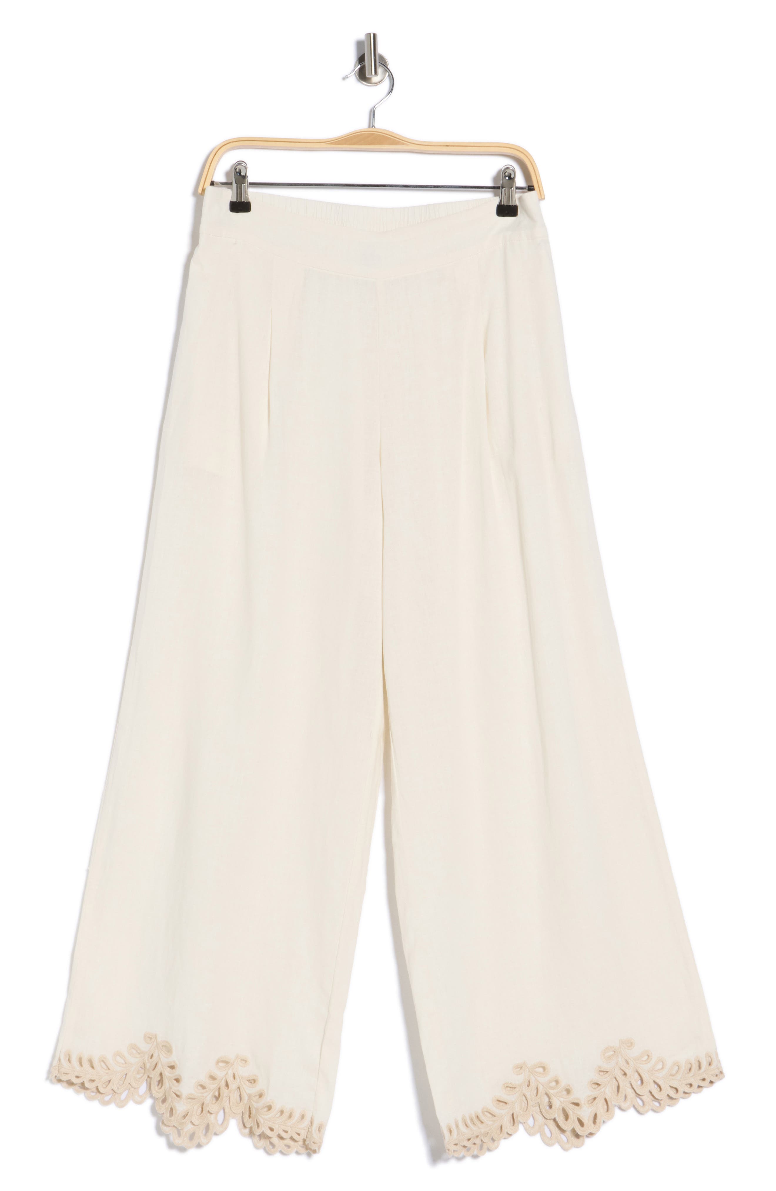 JASON WU Embroidered Hem Linen Blend Pants