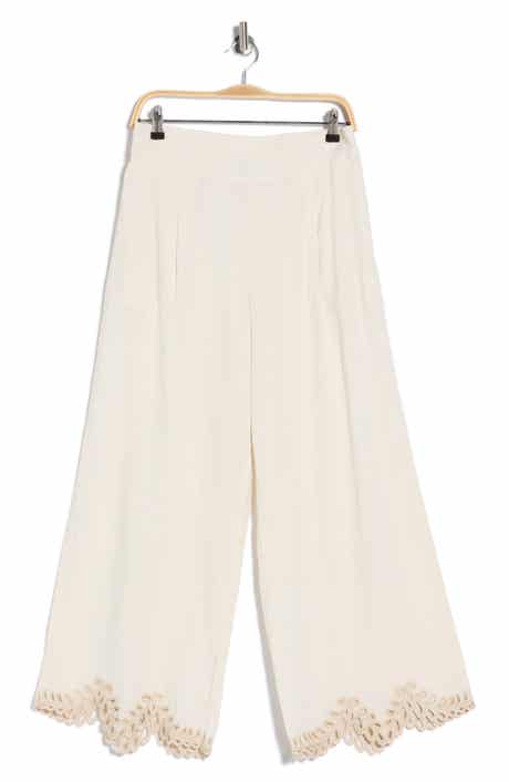JASON WU Embroidered Hem Linen Blend Pants