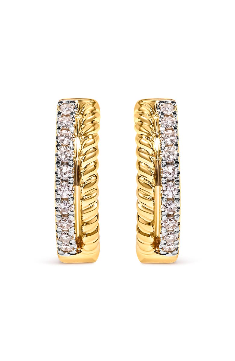 Haus of Brilliance 10K Yellow Gold 1/10 Ct Diamond and Rope Twist Huggy Hoop Earrings, Main, color, Yellow