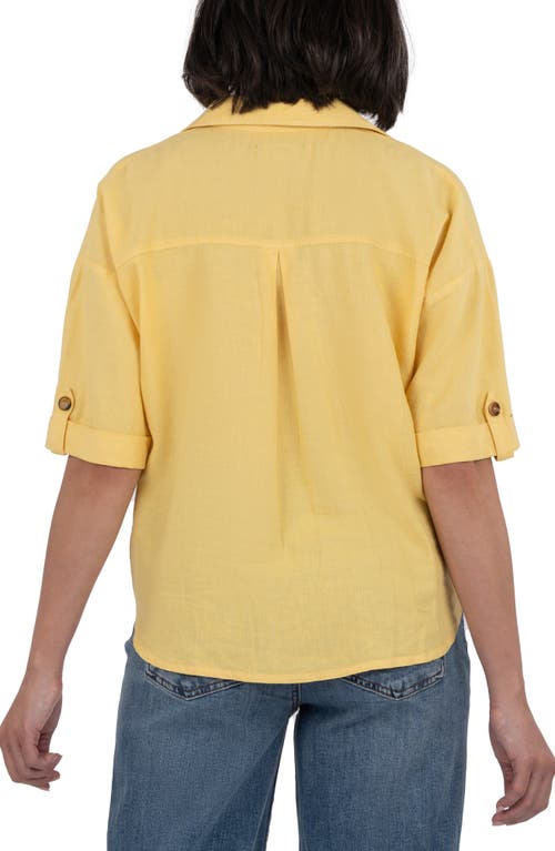 Kut From The Kloth Breland Boxy Linen Blend Button-up Shirt In Daffodil