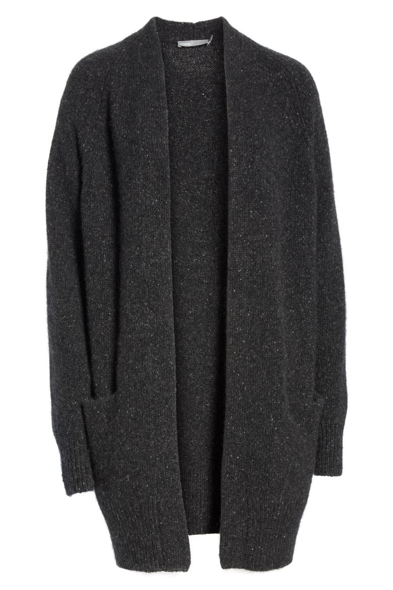 Cashmere Raglan Sleeve Open Front Cardigan, Alternate, color, CHARCOAL