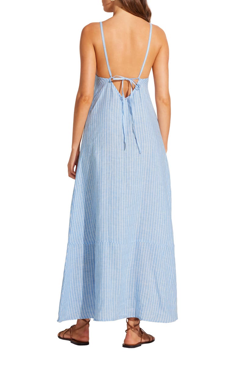 Vitamin A<sup>®</sup> Mari Stripe Linen Cover-Up Maxi Sundress, Alternate, color, Summer Stripe