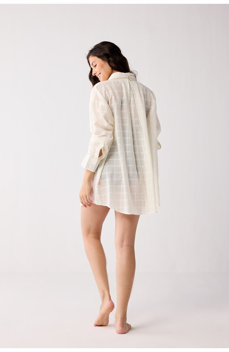 Reistor Oversized Shirt Cover-up in Textured Checks, Alternate, color, Textured Checks