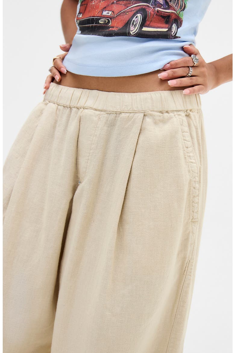Bobbi Pleated Linen Cocoon Pants, Alternate, color, SAND