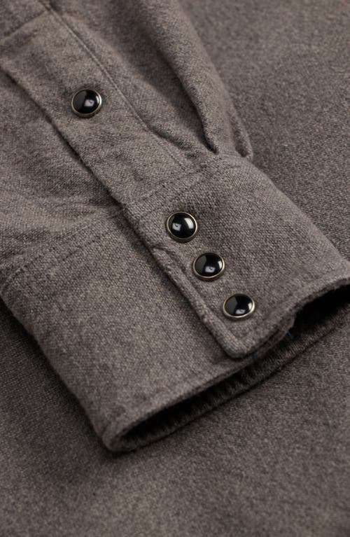 Double Rl Slim Fit Cotton Chamois Snap-up Western Shirt In Gray