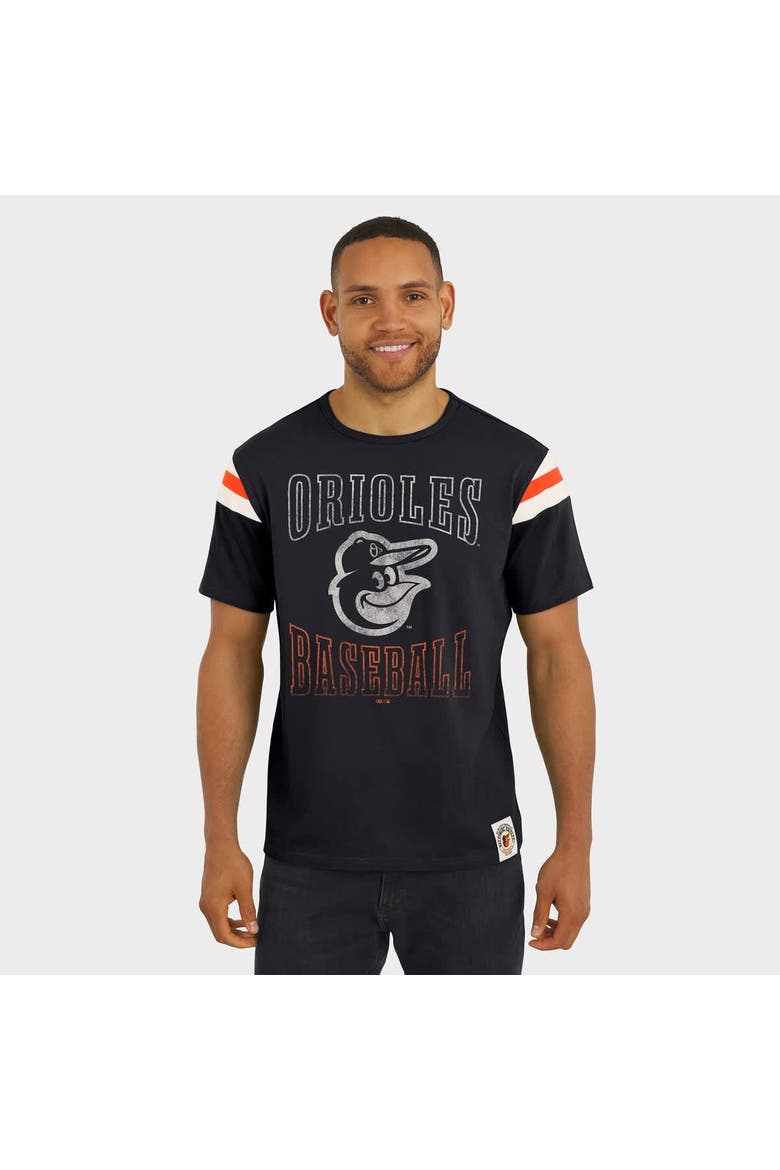 Men's Darius Rucker Collection by Fanatics Black Baltimore Orioles Distressed Sleeve Stripe T-Shirt, Alternate, color, Black
