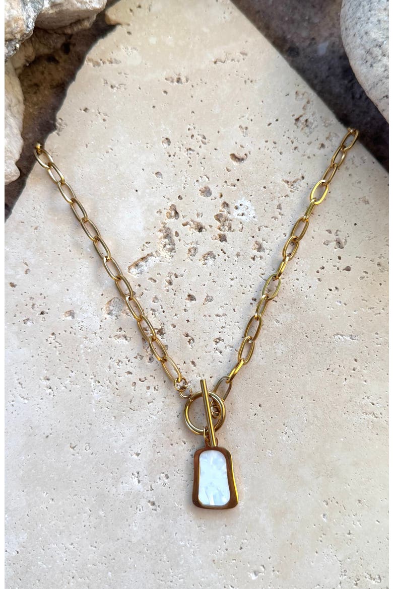Mother-of-Pearl Pendant Necklace, Alternate, color, WHITE